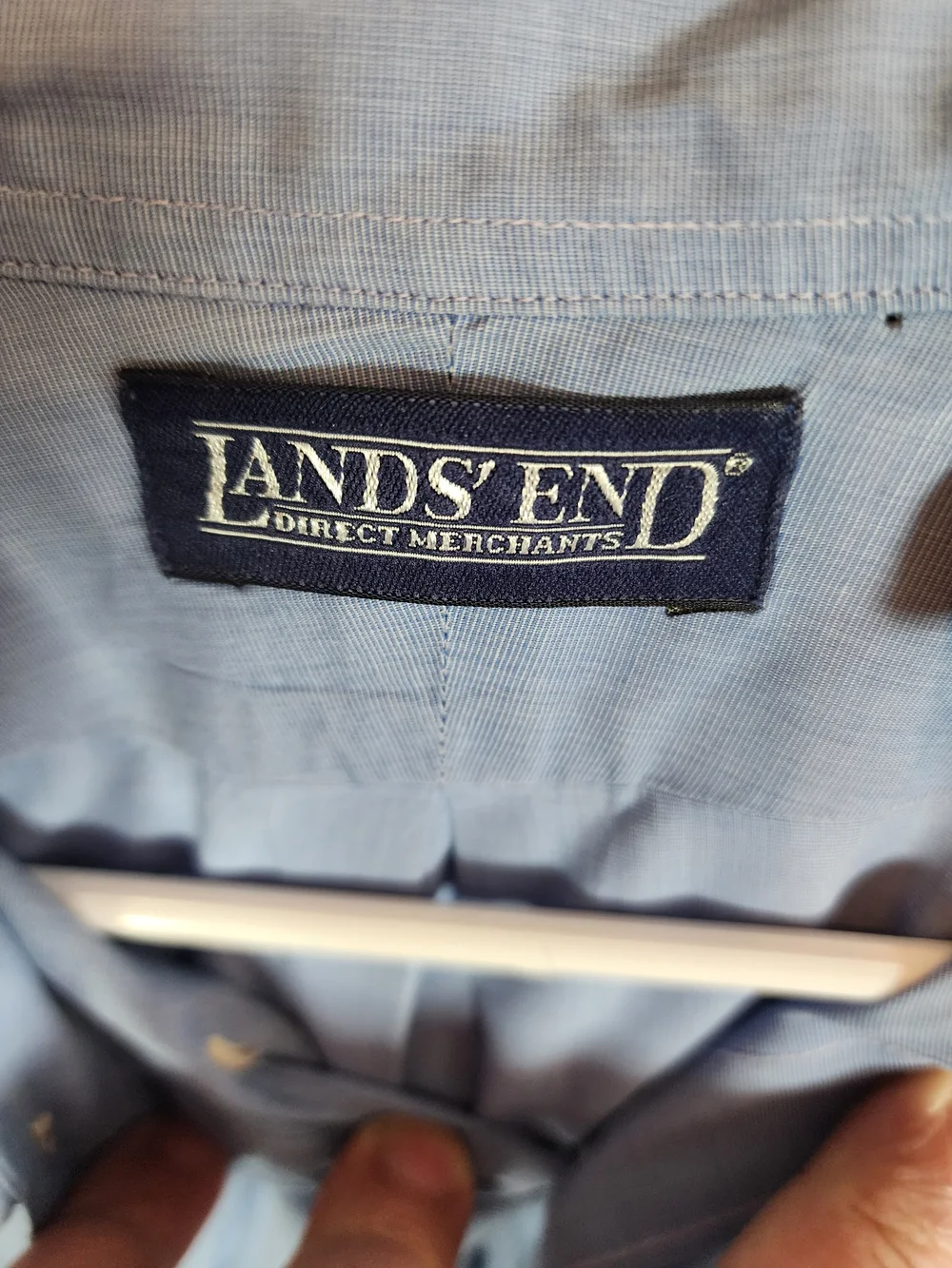 Lands' End Men's Button-Down Dress Shirt - Light Blue - Picture 3 of 6